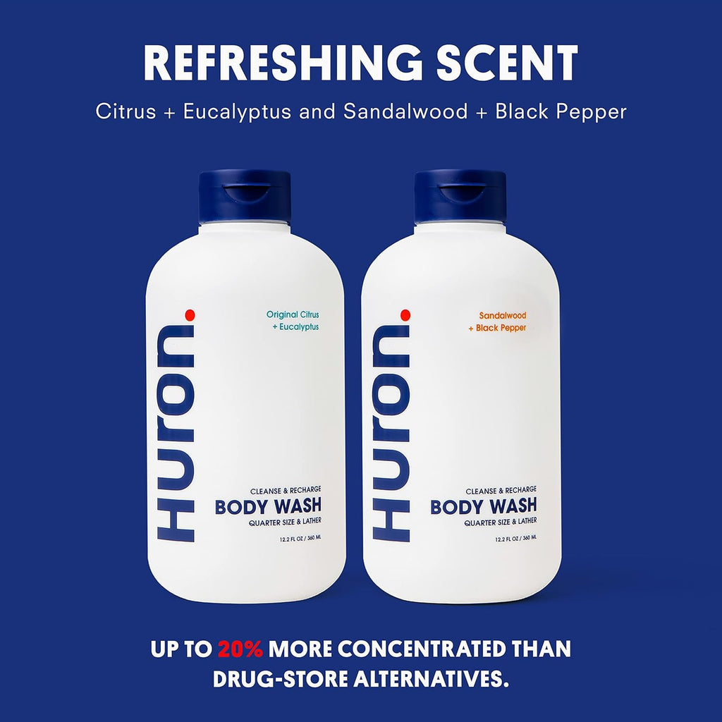 Body Wash for Men and Women, Hydrating Daily Cleanser with Citrus + Eucalyptus Scent, Moisturizing Shower Gel
