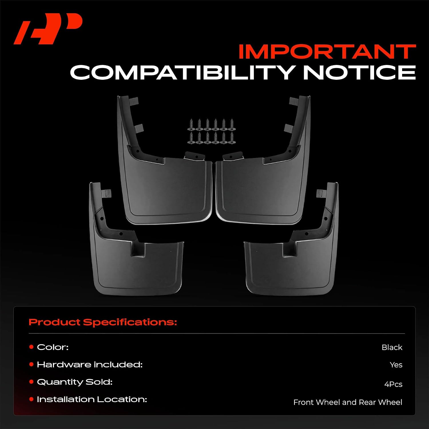 Mud Flaps Compatible with Ford F-150 2015-2020 Pickup | No Drilling Required Splash Guards with Installation Hardware