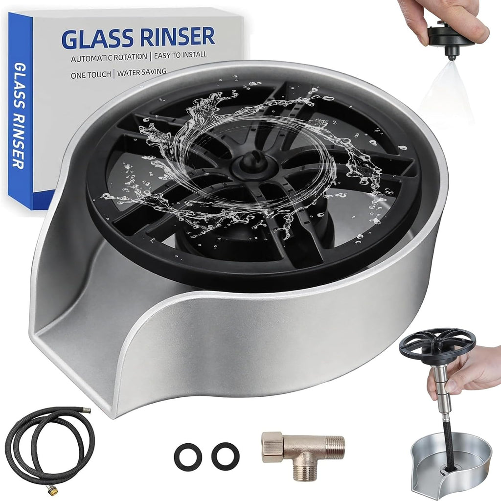 Glass Rinser for Kitchen Sink, 360 Degree Rotating Glass Rinser