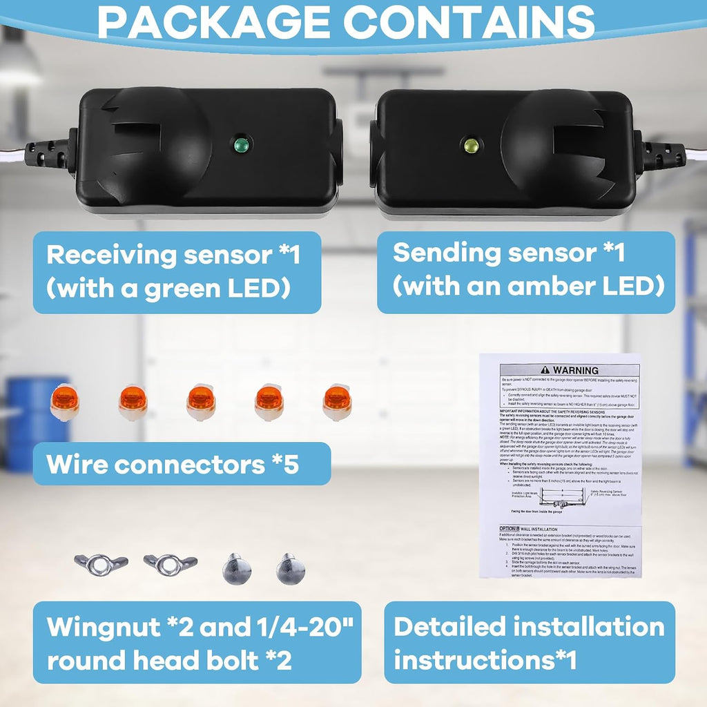 41A5034 Garage Safety Sensor, Garage Door Sensors Compatible with Liftmaster/Chamberlain/Craftsman, Garage Door