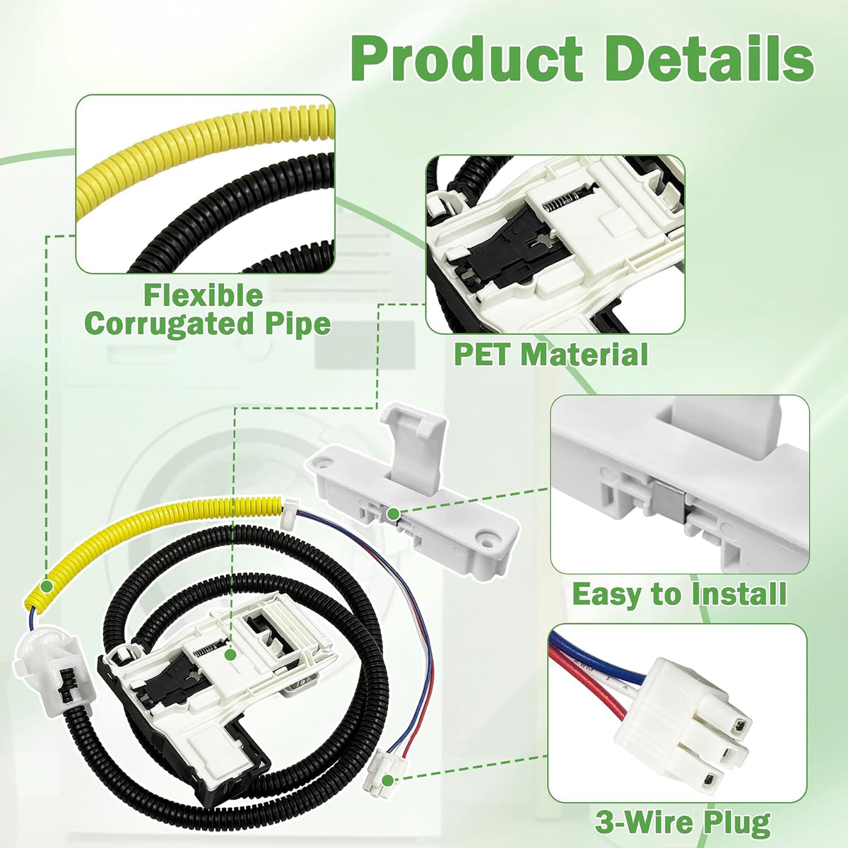 UpgradedW11307244 WTW5000DW3 Washing Machine Lid Lock Assembly Replacement