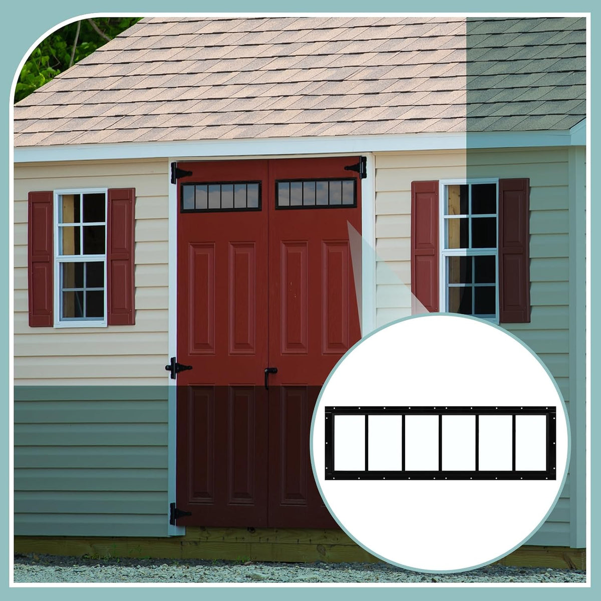 2 Pack 10" x 35" Shed Window, Transom Windows with Tempered Glass, Basement Garage Door Flush Mount Shed Window with