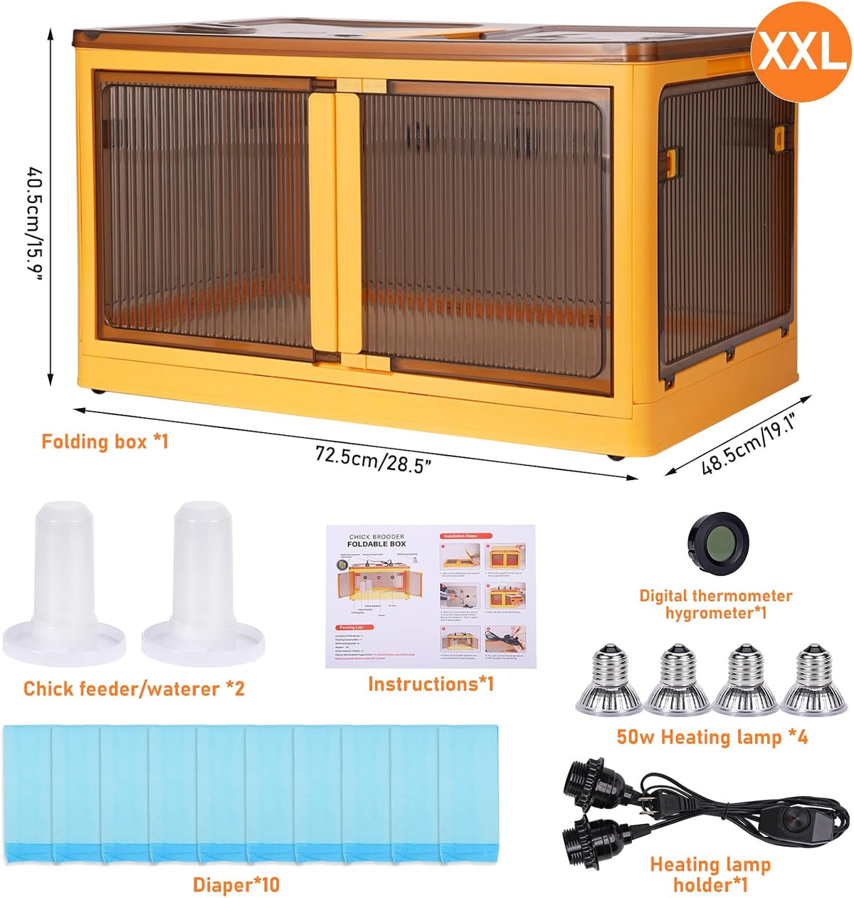 Chicken Brooder Box for Chicks Starter Kit, Larger Chicken Brooder Heater Warms up to 30 Chicks, Poultry Breeding Box