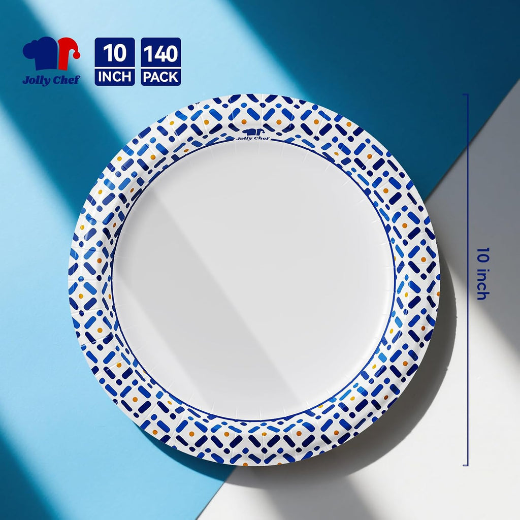 10 Inch Paper Plates 140 Count, Disposable Heavy Duty