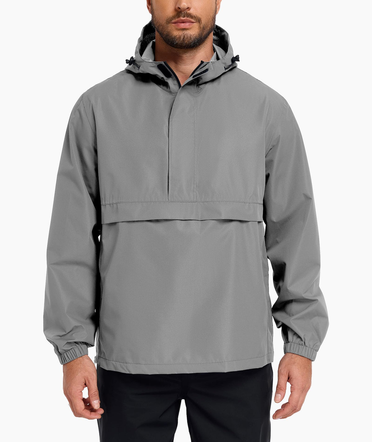 Men's Breathable Pullover Rain Jacket Shell Waterproof Raincoat