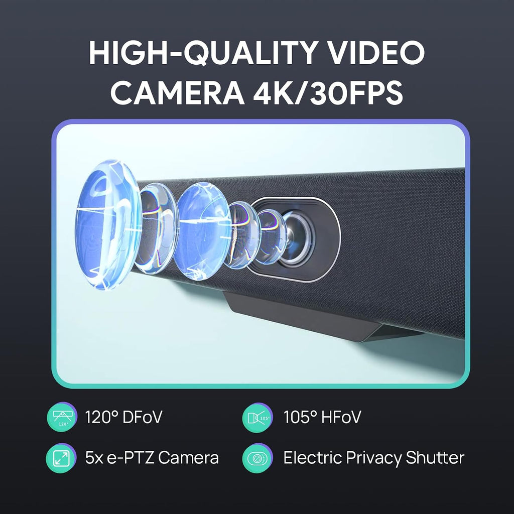 4K Video Conference Camera System for PC, Huddle Room, Teams & Zoom | All-in-One UVC34 Webcam with 8 Microphones &