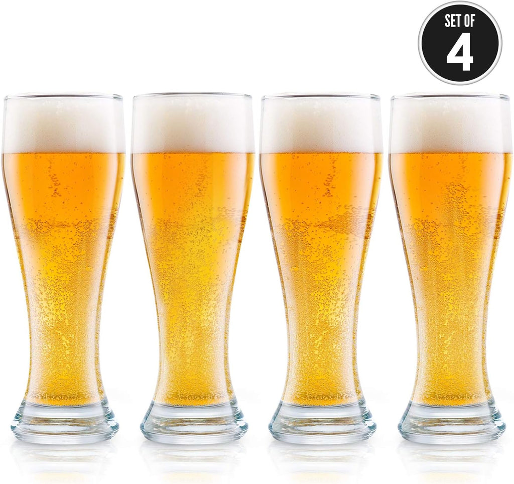 USA Made Nucleated Pilsner Glasses- Etched Beer Glass for Better Head Retention, Aroma and Flavor - 16 oz Craft Beer