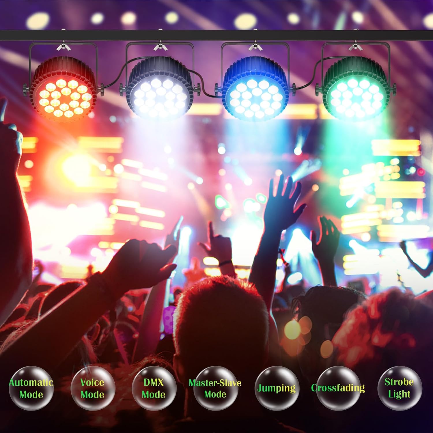 Par Lights LED Stage Lights, U`King 12Wx18 RGBW Uplight Stage Lighting Effect by DMX and Sound Activated Control Wash