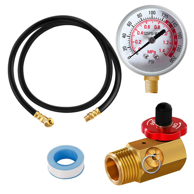 Air Tank Repair Kit, SUNROAD this kit Including Safety Valve, 0-200 PSI Pressure Gauge and 4 Feet Air Tank Hose Assembly Kit for Portable Carry Tank