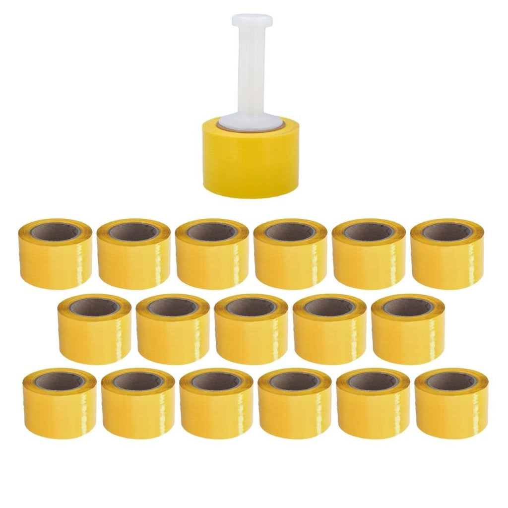 Yellow Stretch Wrap, 5 Inch x 1000 Feet/Roll, 80 Gauge, 12 Pack