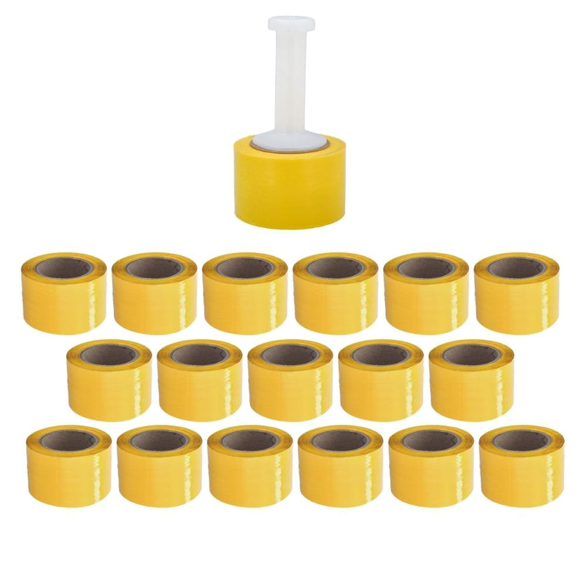 Yellow Stretch Wrap, 5 Inch x 1000 Feet/Roll, 80 Gauge, 12 Pack