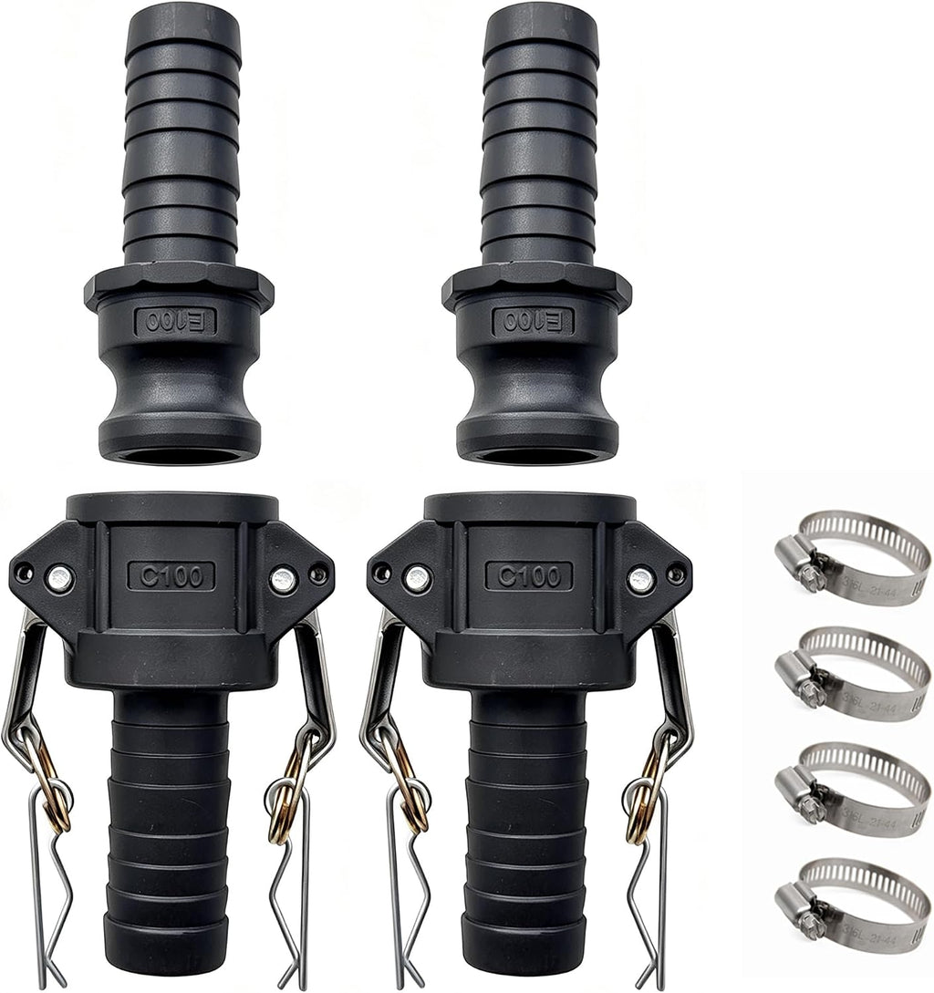 Camlock Fittings 1 Inch C and E Polypropylene 2 Sets Cam & Groove Hose Kit
