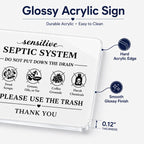 Septic System Drain Reminder Sign: 7 x 5 Inch Adhesive Acrylic