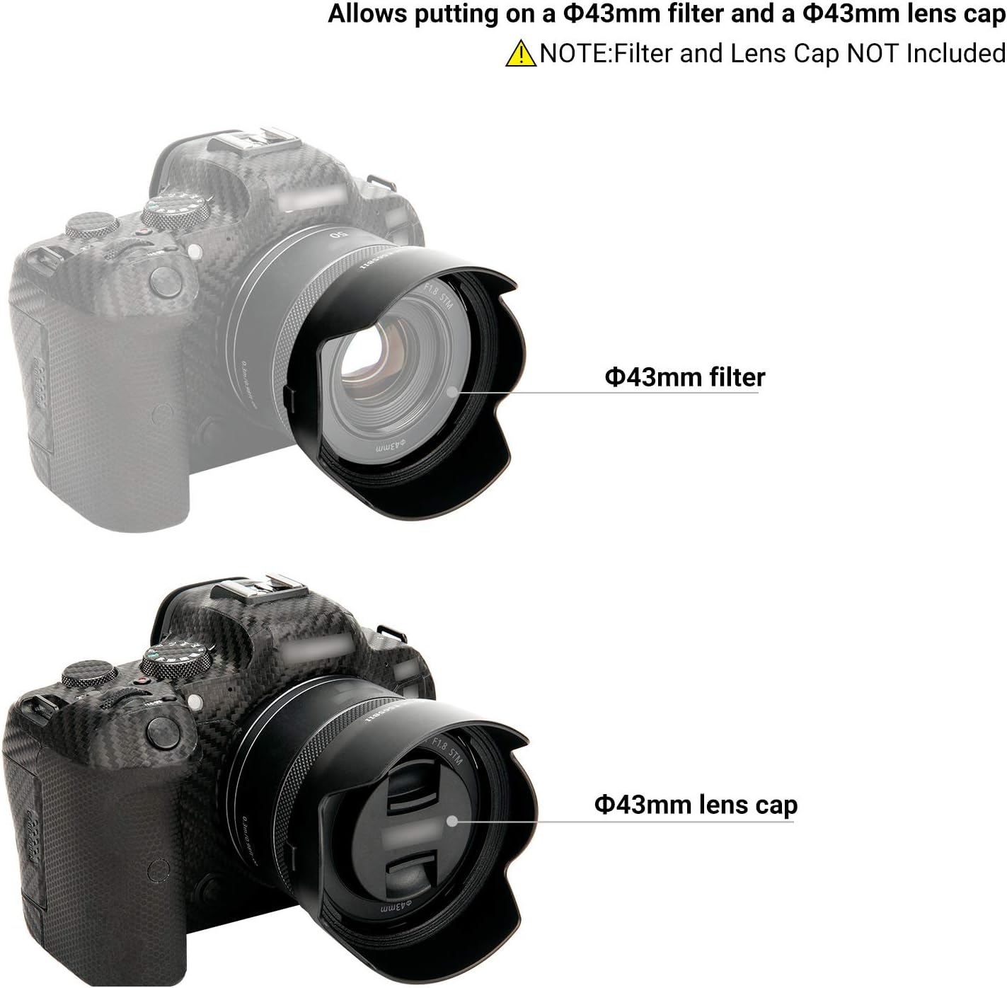 Tulip Flower Lens Hood for Canon RF 50mm f/1.8 STM on EOS R6 R5 RP R Camera, Reversible Lens Shade Replace Canon