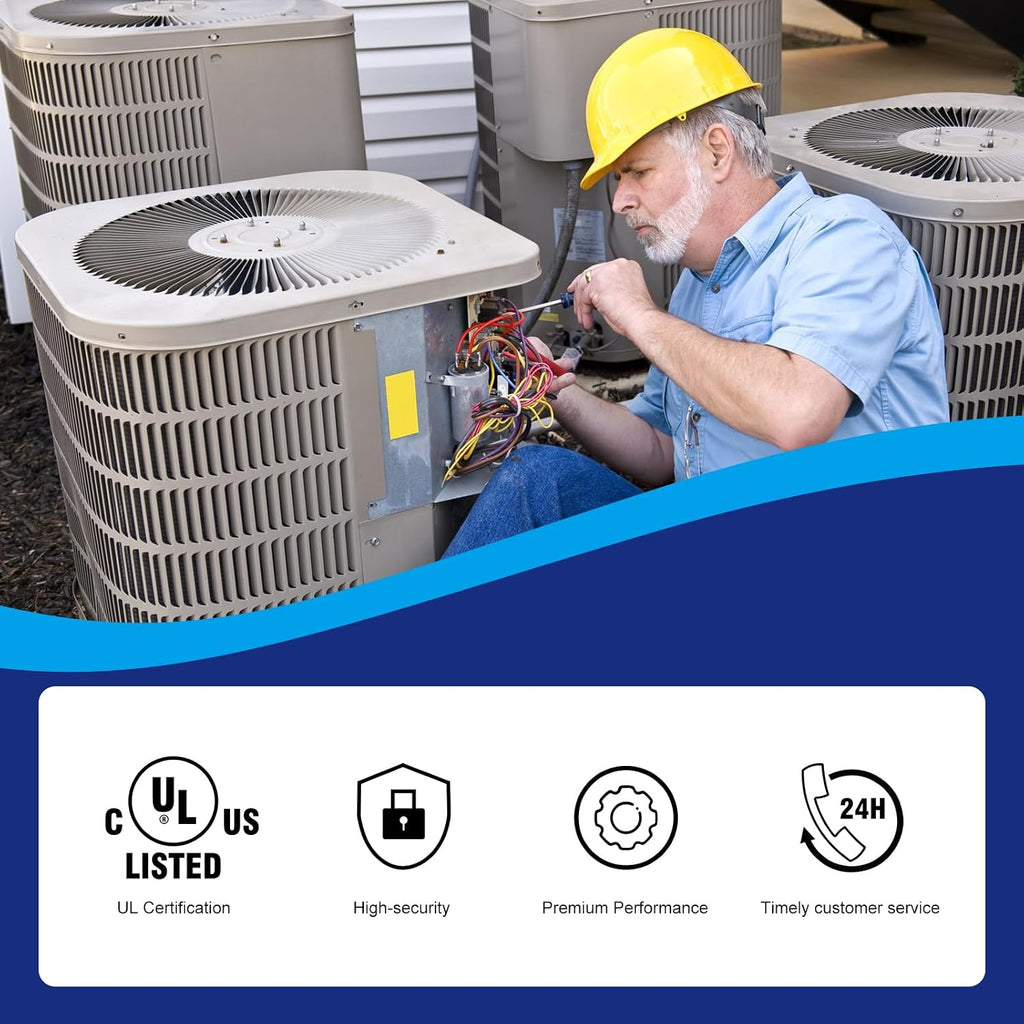 45+10 uF 45/10 MFD ±5% 370V/440VAC Dual Run Start Capacitor CBB65 Works for AC Unit Fan Motor Start or Heat Pump or Condenser Straight Cool