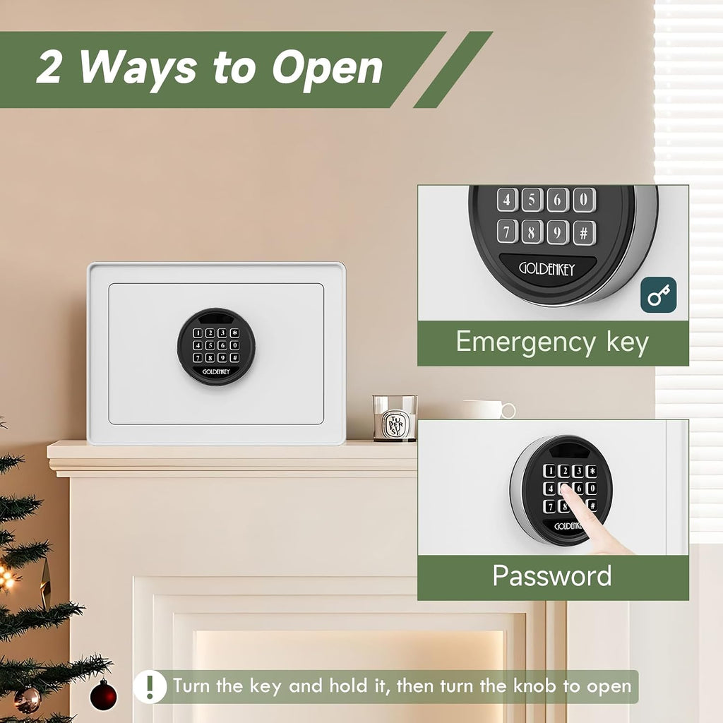 Luxury Digital Jewelry Safe with Keypad for Home, Small Safe box for Document, Money, Soft Velvet Lining&Removable