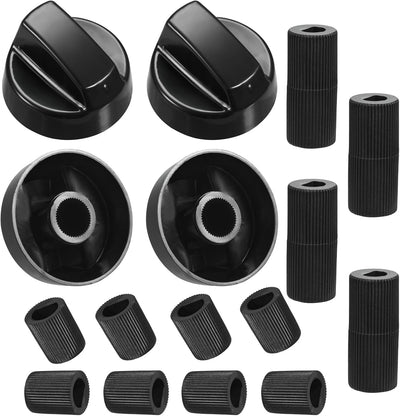 Upgraded 4 Pack Universal Control Knobs with 12 Adapters Black | Wide Application for Oven Stove Range Universal