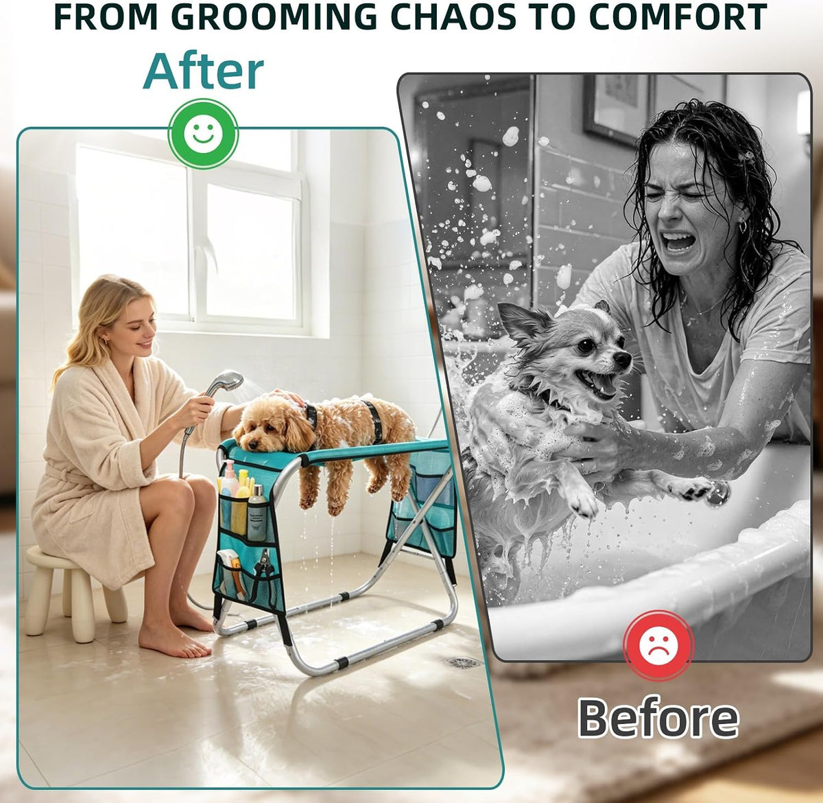 Dog Grooming Hammock with Stand, Dog Grooming Table for Senior Dogs Bath