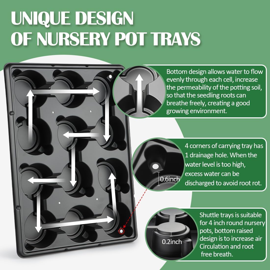 4 Inch 60 Pack Nursery Pots with Humidity Domes & 5 Pack 12 Cell Round Seedling Pot Carrying Trays, Sturdy Seeds