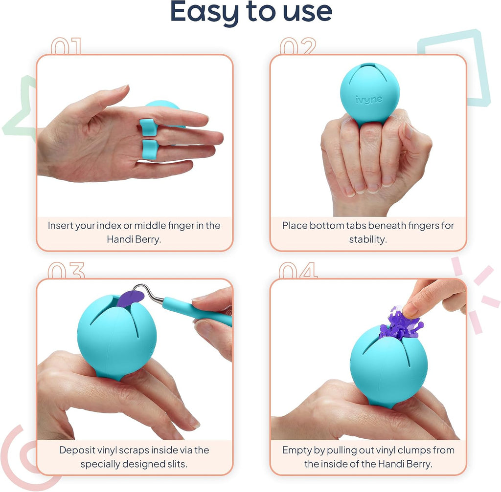 Berry & Silicone Vinyl Weeding Tool Kit: Suction Scrap Collector, Tweezer, Weeder, and Storage Ring for Cricut