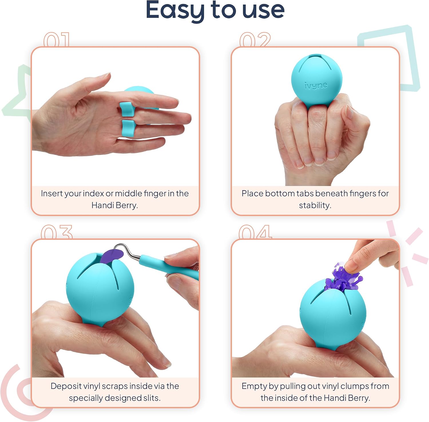 Berry & Silicone Vinyl Weeding Tool Kit: Suction Scrap Collector, Tweezer, Weeder, and Storage Ring for Cricut