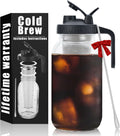 Cold Brew Mason Coffee Maker - 64oz Iced Coffee Pitcher with Stainless Steel Mixing Spoon & Super Dense Filter 3