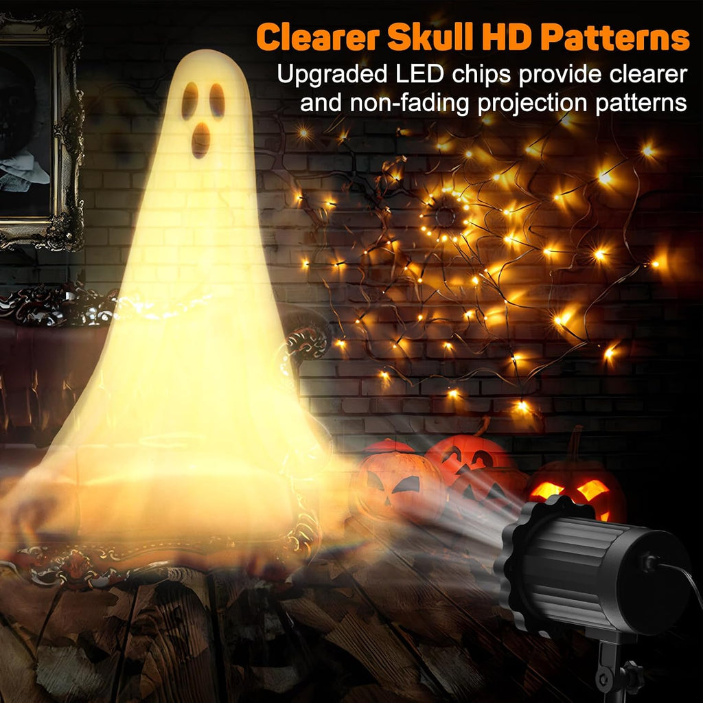 Halloween Projector Lights Outdoor,3D Dynamic Ghost Decorations Light,2026 Upgraded Clearer Ghost HD Patterns,Night