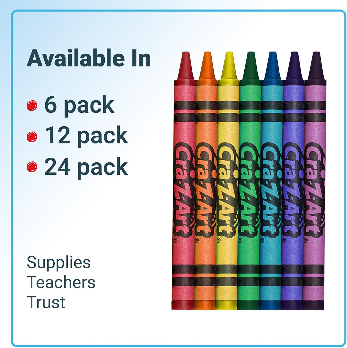 Crayons, Bulk Pack, 24 Count, 24 Packs of Crayons, Bulk School Supplies for Classroom, Back to School Essentials