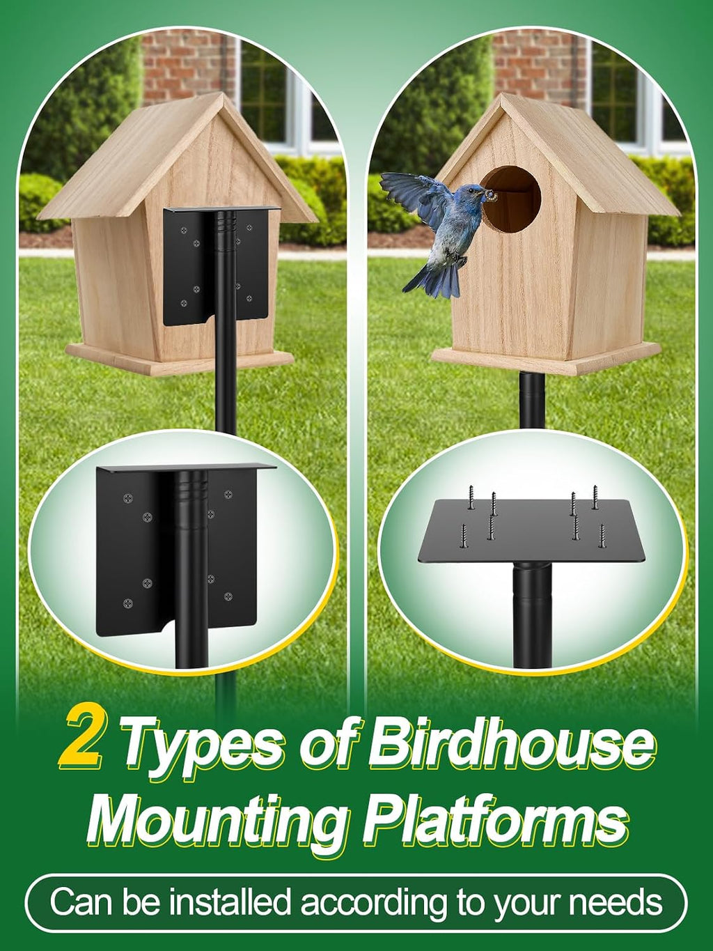 68in Adjustable Bird Feeder Pole for Outdoors | With Stable 5 Prong Base, Heavy-Duty, Bluebird House Support Rod
