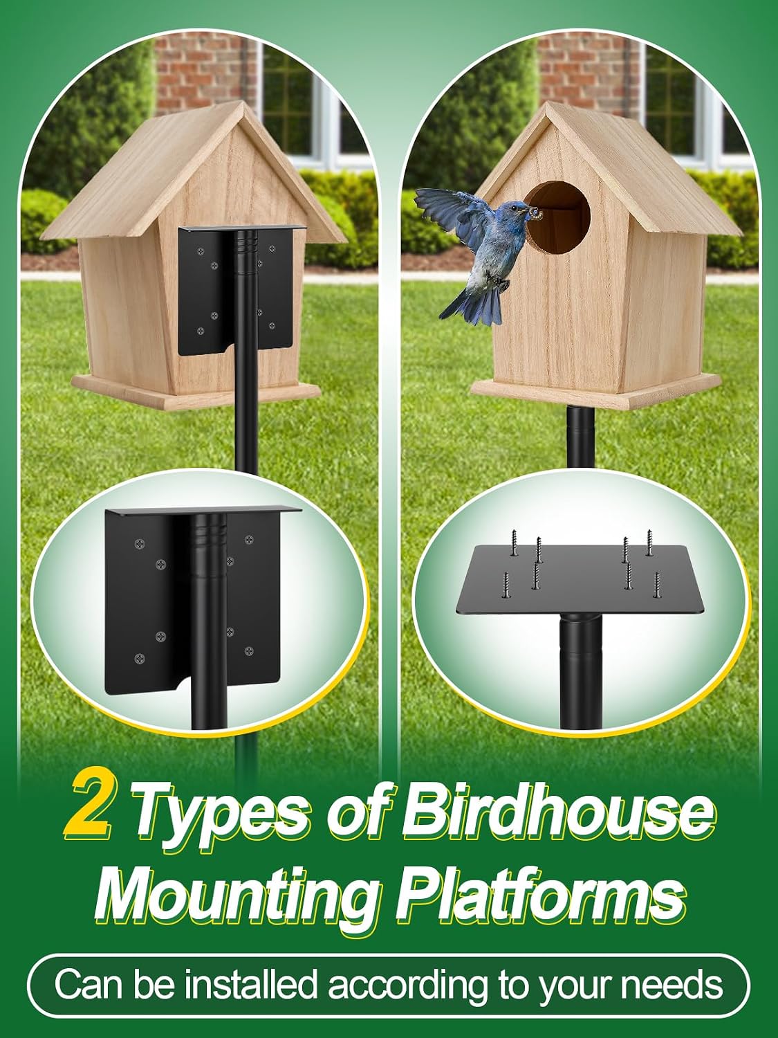 68in Adjustable Bird Feeder Pole for Outdoors | With Stable 5 Prong Base, Heavy-Duty, Bluebird House Support Rod