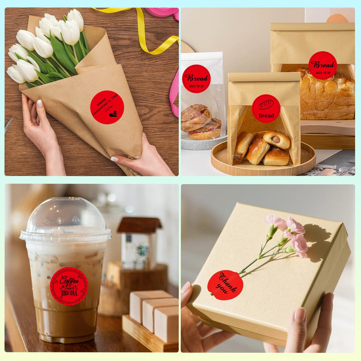 1.5 Inch Red Round Thermal Sticker Labels - Self-Adhesive Circle Direct Thermal Multi-Purpose Roll for DIY Logo