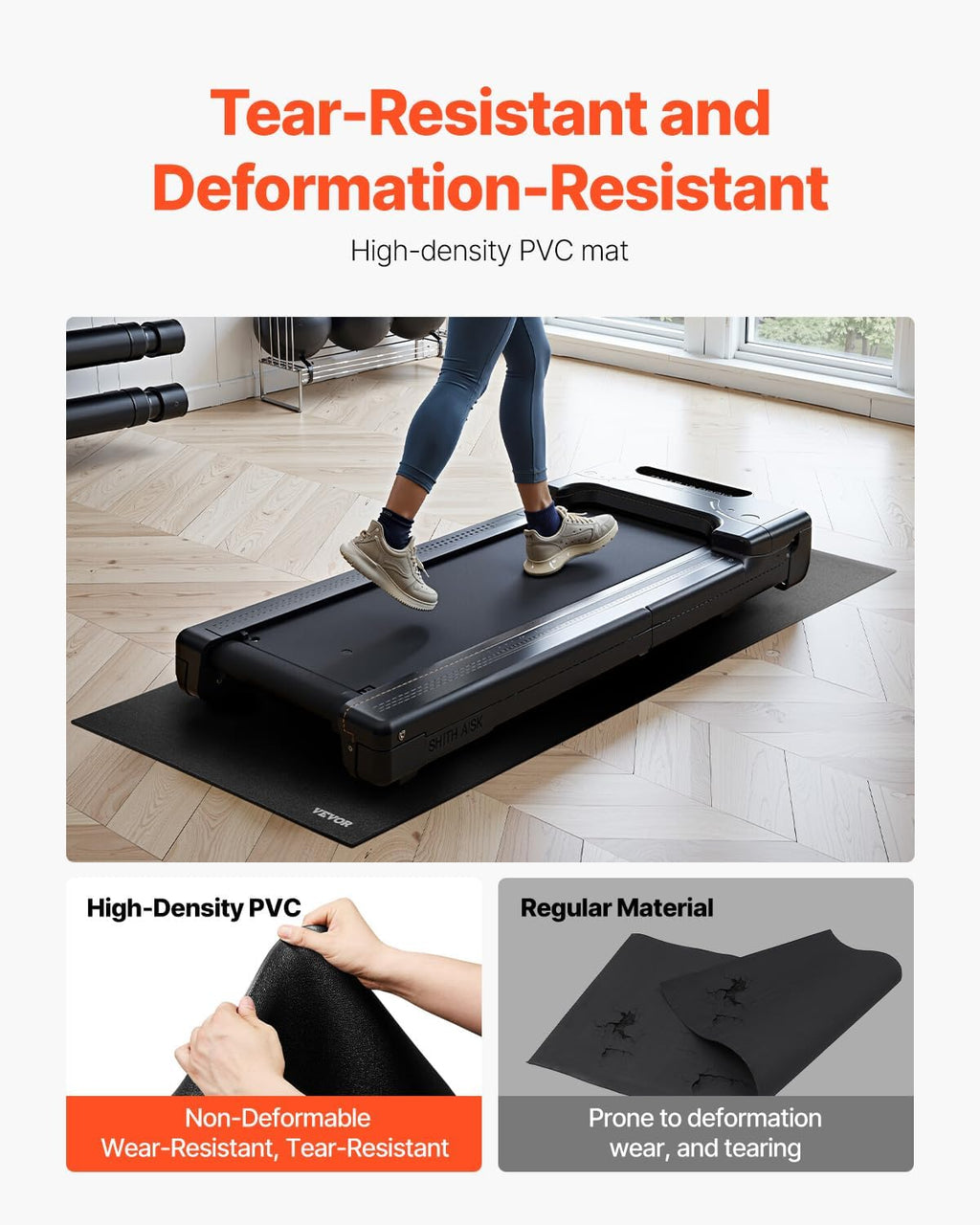 Treadmill Mat for Carpet Floor, Exercise Equipment Mat for Treadmills, Stationary & Recumbent Bikes, High Density PVC