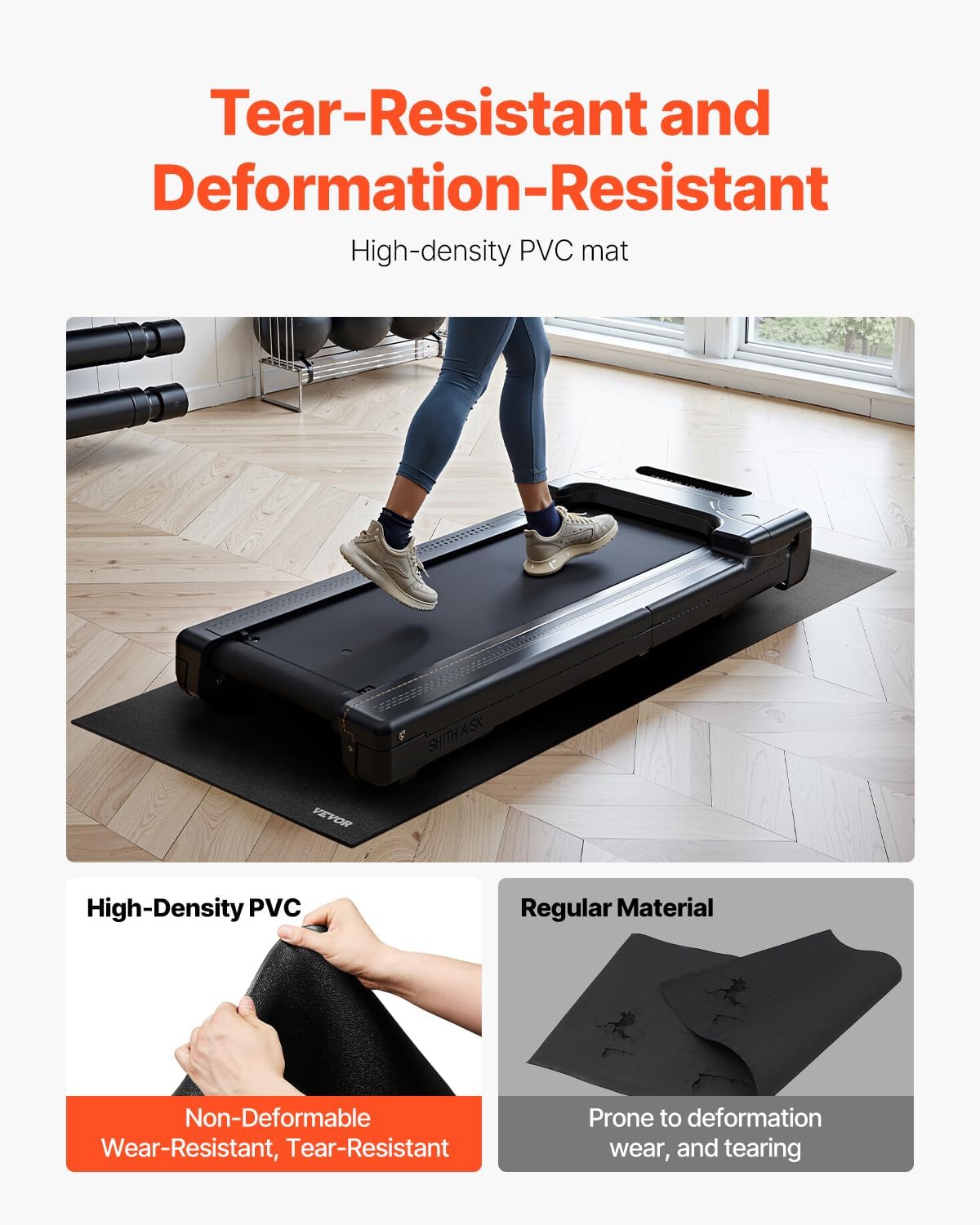 Treadmill Mat for Carpet Floor, Exercise Equipment Mat for Treadmills, Stationary & Recumbent Bikes, High Density PVC