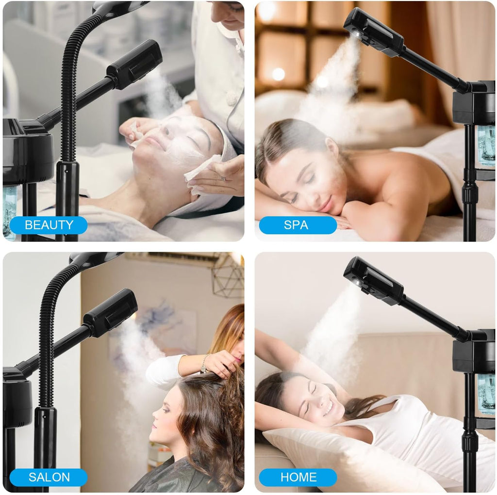 2 in 1 Facial Steamer Professional Ionic Face Steamer with 5X Magnifying Lamp&Adjustable Hot Mist Nozzle, Esthetician