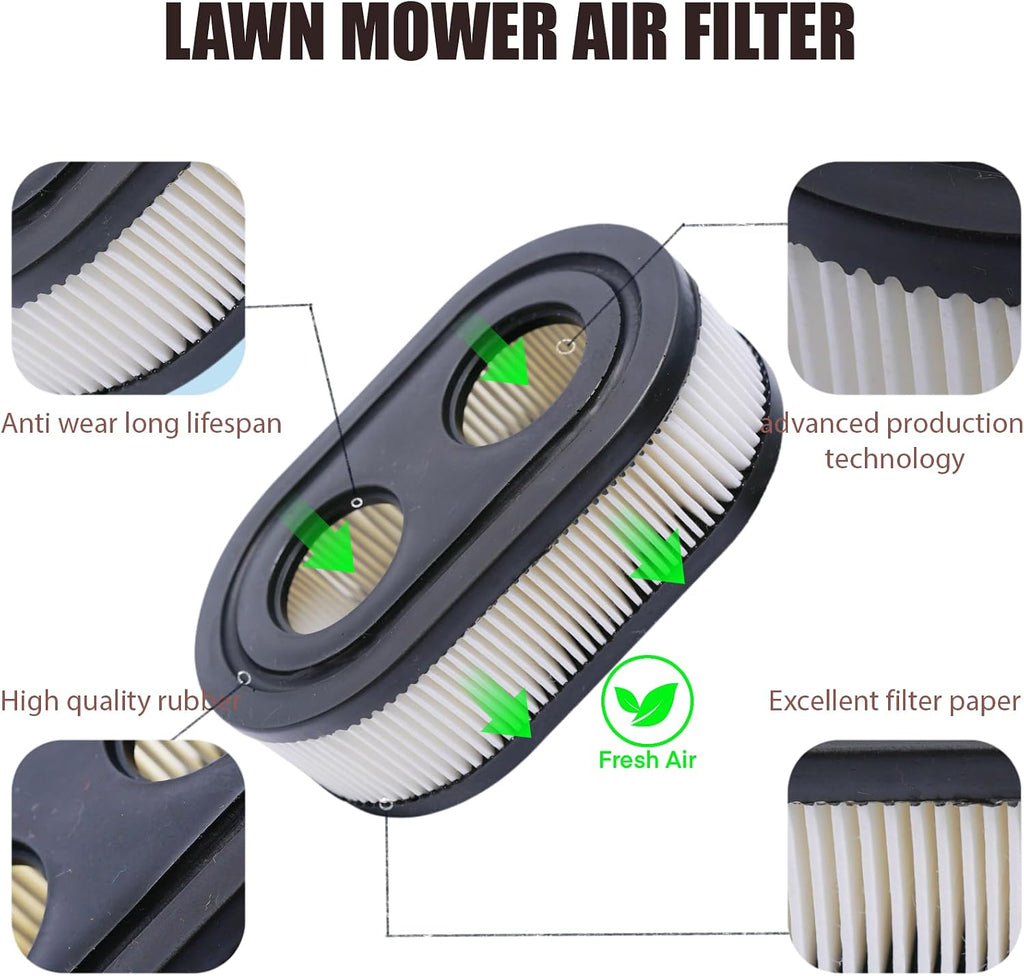 3-Pack 593260 Air Filters with 491055 Spark Plug, Lawn Mower Air Cleaner Replacement Filters for 550E 500EX 550EX 625 575EX Series Engine, with Lawn Mower Spark Plug Rc12yc 491055T