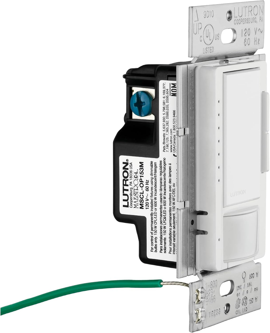 Lutron Maestro LED+ Dimmer and Vacancy Sensor, Single Pole and Multi-Location, MSCL-VP153M-HT, Hot