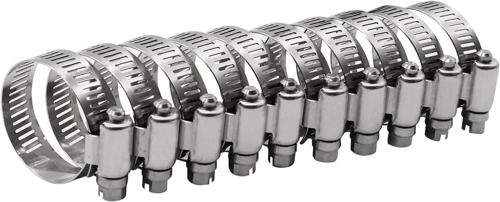 2.25" Hose Clamp Full Stainless Steel 46mm - 70mm,10 Pack | 2.25 Hose clamp SAE 36 Size, Full Stainless Steel with