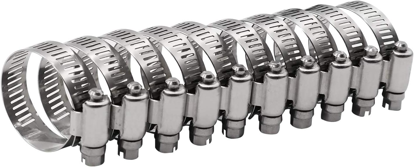 2.25" Hose Clamp Full Stainless Steel 46mm - 70mm,10 Pack | 2.25 Hose clamp SAE 36 Size, Full Stainless Steel with
