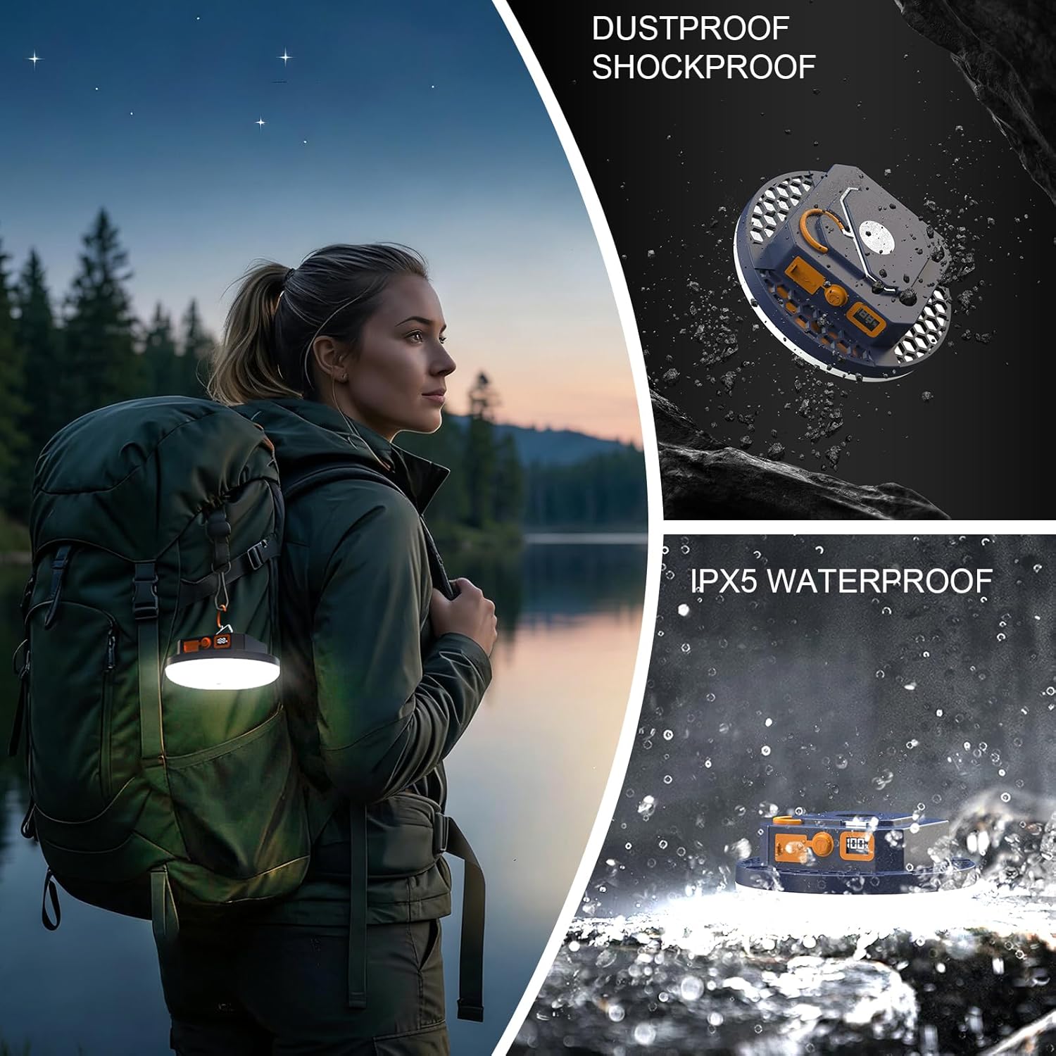 10000mAh 4000LM Flashlight Portable LED Camping Lantern Rechargeable Light 30W with Digital Display and Magnet , IPX5