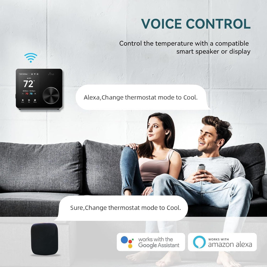 ST300 WiFi Thermostat, Compatible with Alexa and Google, App Control, 3.5” Touch Screen, Knob, Easy Install