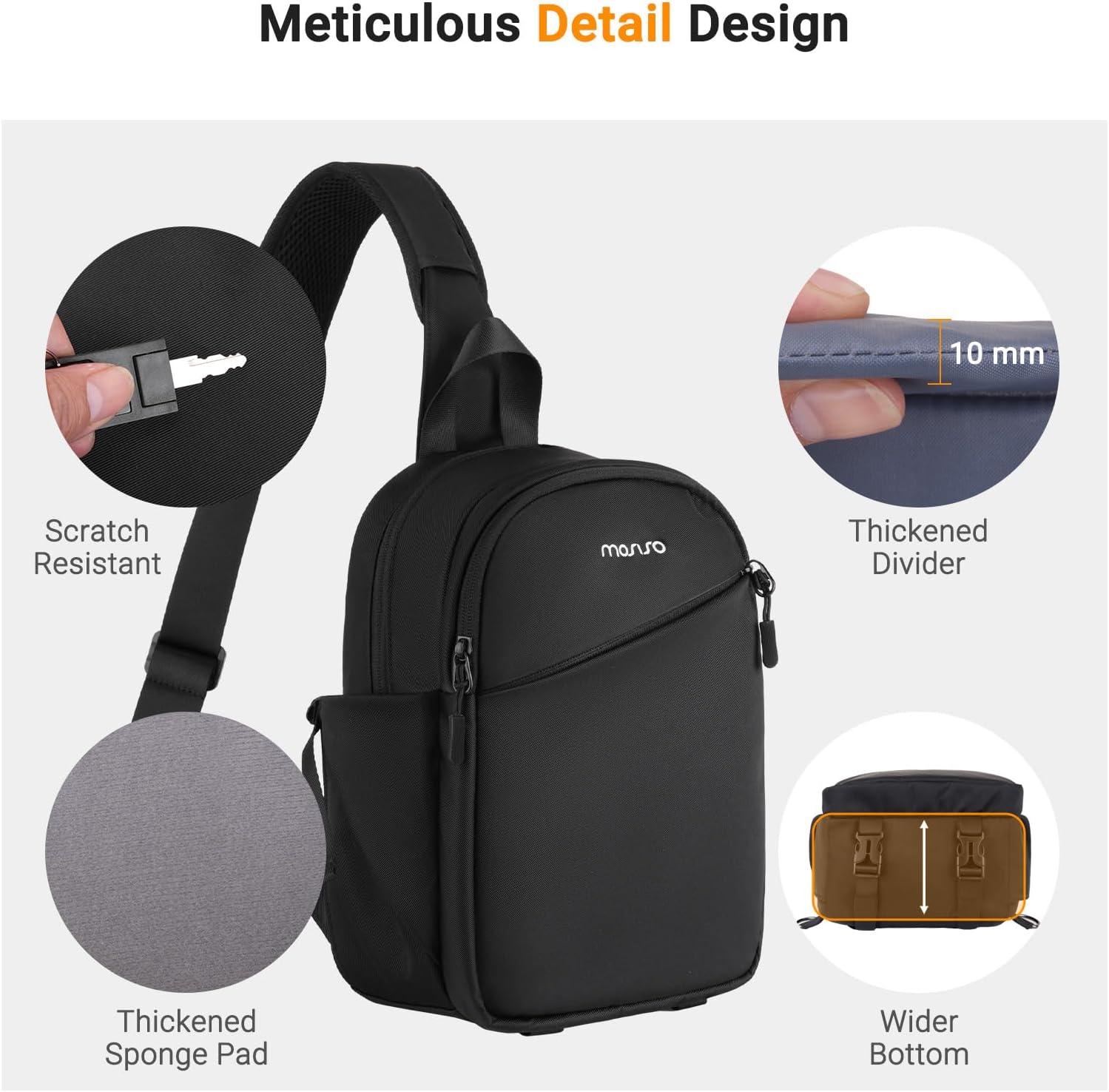 Camera Sling Bag, DSLR/SLR/Mirrorless Camera Case, Black | Shockproof Photography Camera Backpack with Rain
