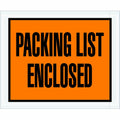 PL10 Poly Envelope, Legend "PACKING LIST ENCLOSED", 4-1/2" Length x 5-1/2" Width, 2 mil Thick, Black on Orange (Case