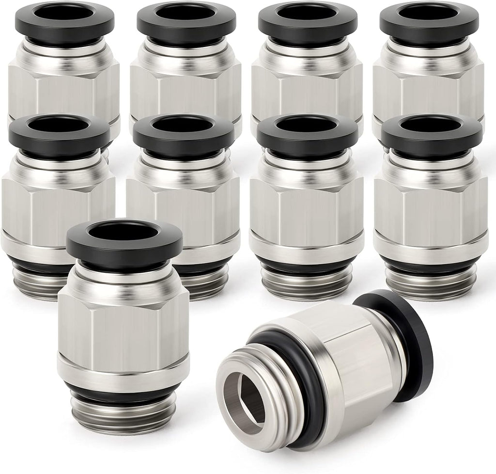 TAILONZ PNEUMATIC Straight 6mm Tube OD x 1/8 Inch G Thread Push to Connect Fitting with Sealing Ring PCG6-01 (Pack of 10)