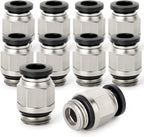 TAILONZ PNEUMATIC Straight 6mm Tube OD x 1/8 Inch G Thread Push to Connect Fitting with Sealing Ring PCG6-01 (Pack of 10)