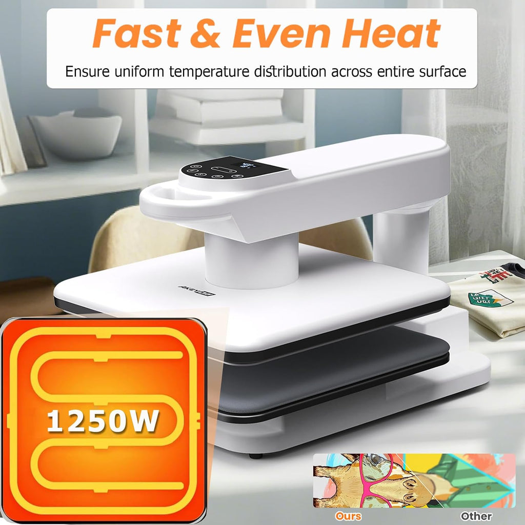 15x15 Heat Press, Dual Auto Heat Press Machine for T-Shirts | 360° Swing Away Heat Press with Auto Press Release for