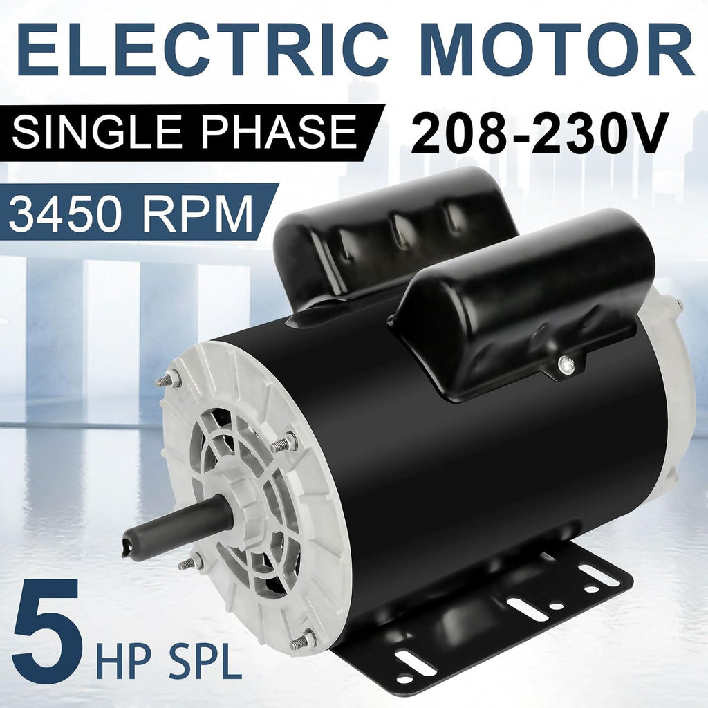 5HP SPL Air Compressor Motor 3450RPM Single Phase 5/8" Shaft Diameter ODP
