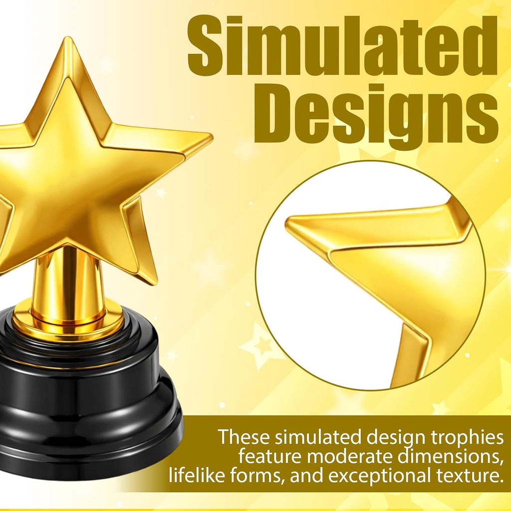 Star Trophy, Gold Mini Award Cup Plastic Tiny Small Trophy Cups for Sports Tournaments and Parties Winning Prizes