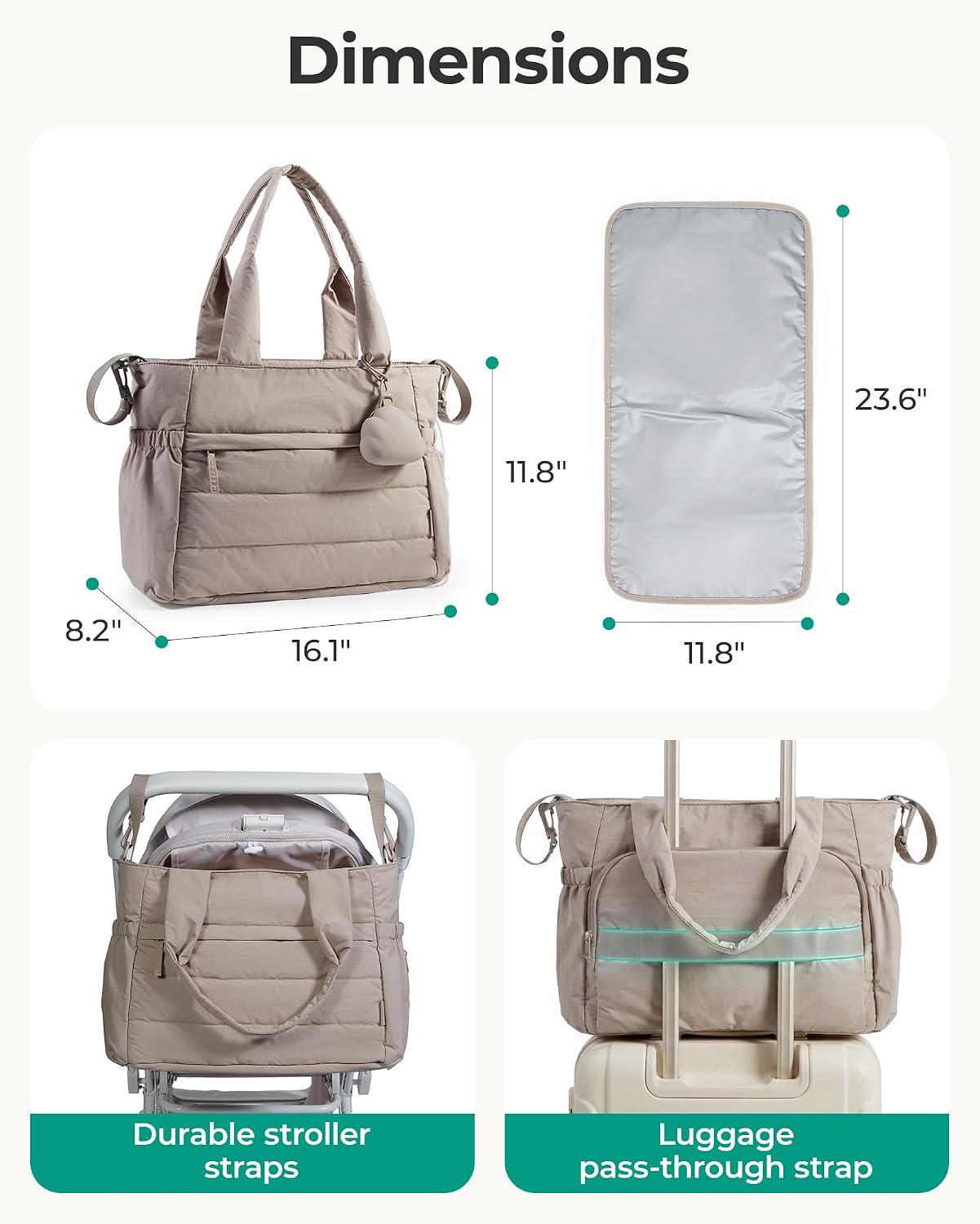 Diaper Bag Tote, Hospital Bag for Labor Delivery, Puffy Maternity Travel Diaper Tote, Baby Bag with Pacifier Case