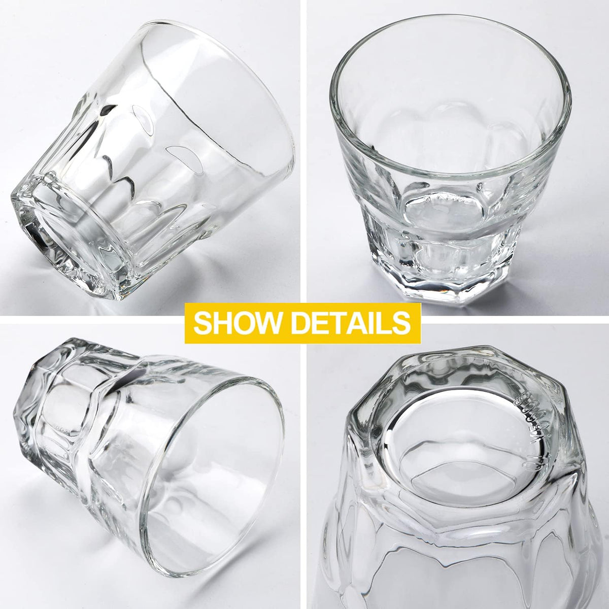 4.5oz Rock Bar Stackable Beverage Glasses – Set Of 8 Drinking Glasses