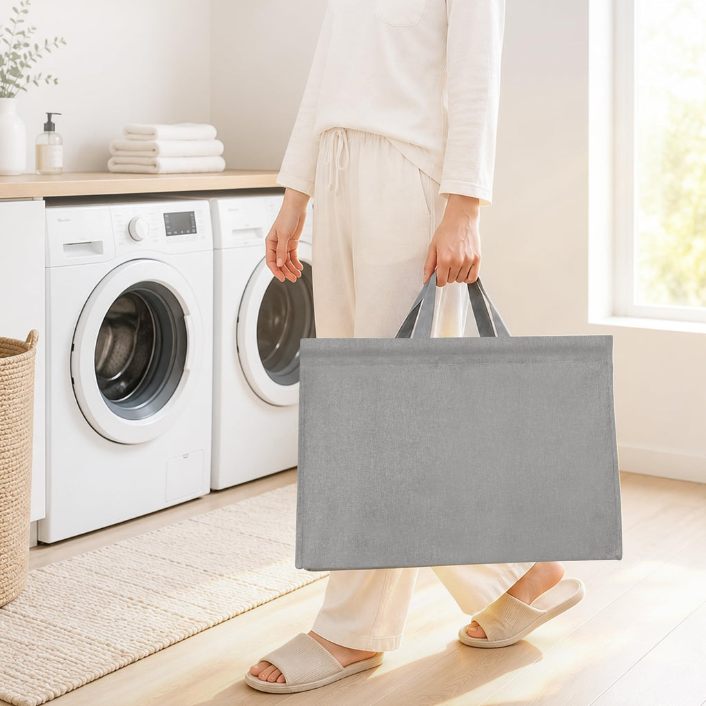 3-Tier Vertical Rolling Laundry Hamper, Removable Bags, Gray Faric